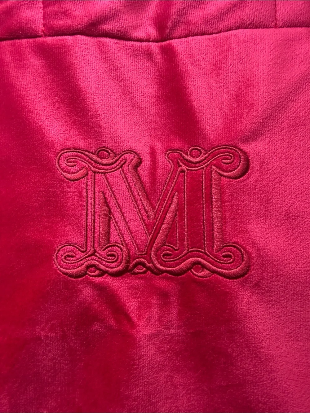 MaxMara Red Velvet Tote Bag with Monogram